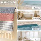 ATANI Turkish Beach Towel, Converts to a Bag, Oversized 100% Cotton Bath Towels - Image 5