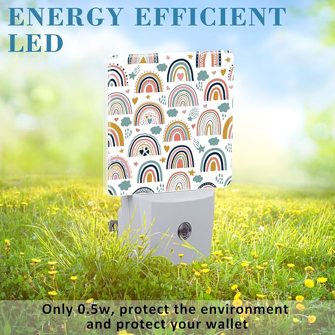 Night Light for Kids Girls Boys, Cute Boho Rainbows LED Night Light Plug into - Image 6