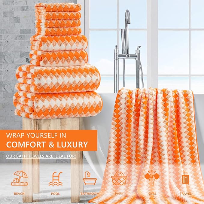 8 Piece Bathroom Towel Set |2 Oversized Bath Towels, 2 Hand Towels, 4 - Image 2