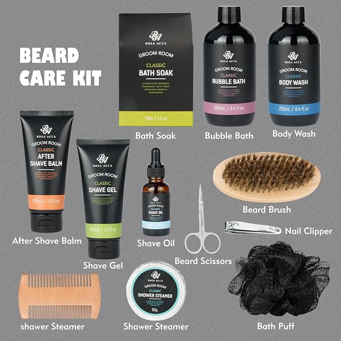 14 Pcs Bath & Body Gift Set for Men, Father's Day Gifts, Beard Grooming - Image 3