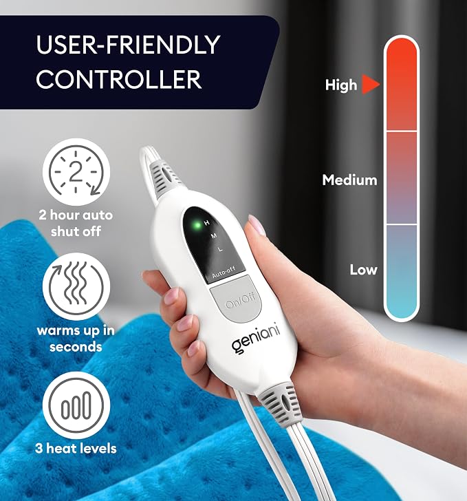 GENIANI Electric Heating Pad for Back Pain & Cramps Relief, Electric Throw - Image 4