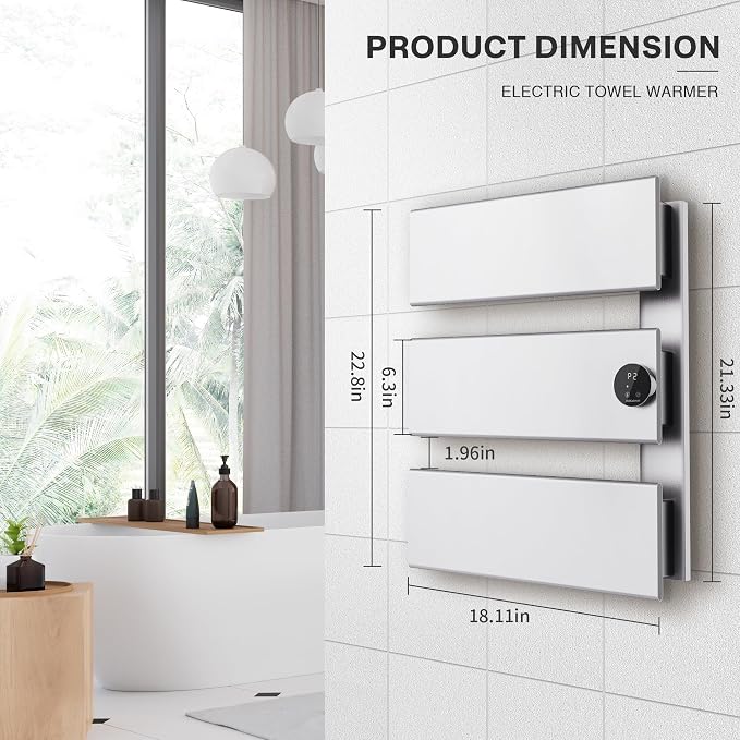 K&KALONZO Electric Towel Warmer, 18.35" W x 22.8" H Wall-Mounted Towel Heater - Image 7