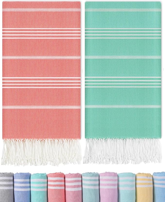 2 Packs Cotton Turkish Beach Towels Swim Towel Compact Oversized Sand Free by ANTFUNYgivesmorechoices