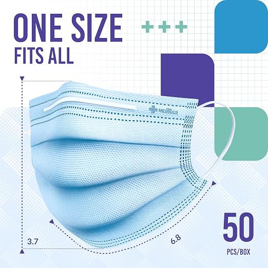 Medtecs Face Mask Disposable – Available in 50 & 2, 3-Ply Breathable, Soft Fit - Image 5