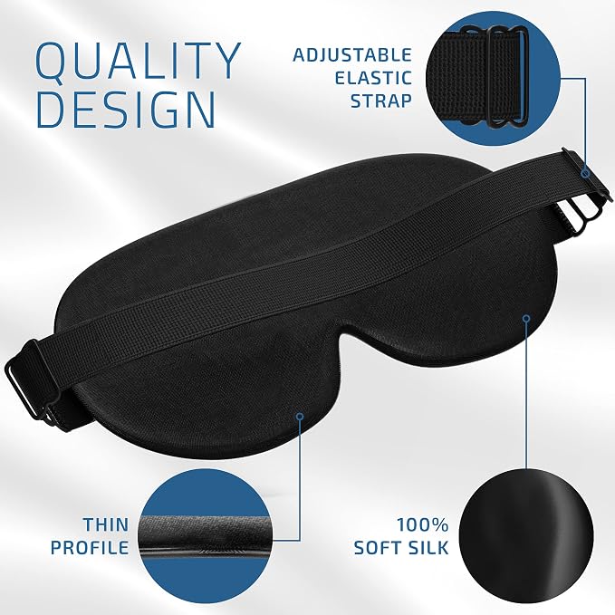 Silk Sleep Eye Mask for Men Women, Comfortable Super Soft Eye Mask - Image 3