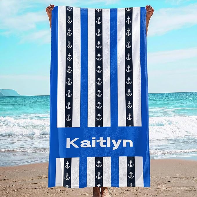 JML Custom Beach Towel with Name, Personalized Microfiber Beach Towel with Name by JML