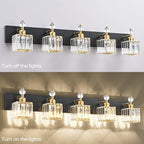 PRESDE Crystal 5 Light Bathroom Vanity Lights Modern Black and Gold Bathroom - Image 7