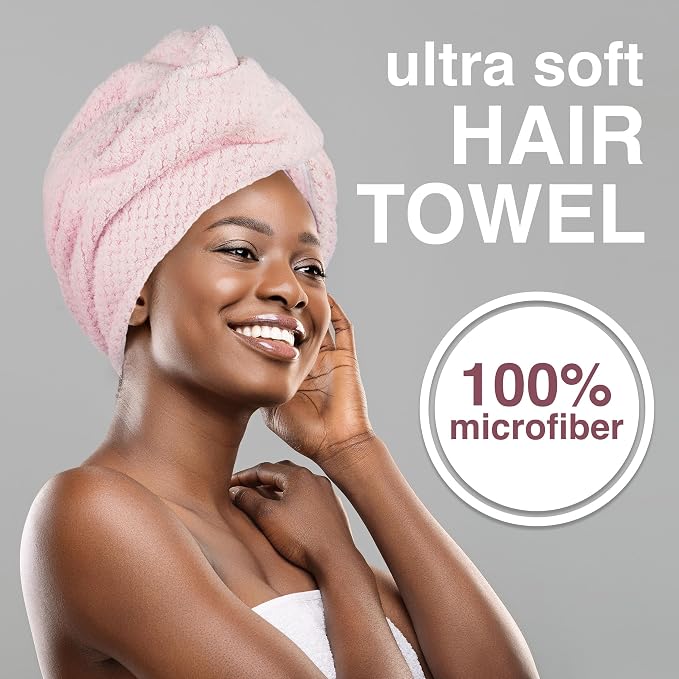 EXPRESSIONS Microfiber Hair Towel in Pink - Image 2