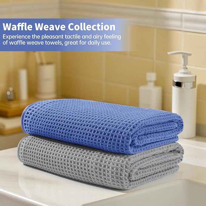 MICROFI New Microfiber Waffle Bath Towels, 2 Pieces, Fast Drying, Lint Free 430 - Image 6