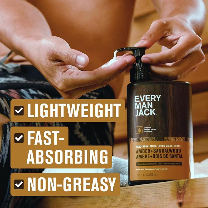 Every Man Jack Mens Amber + Sandalwood Hand & Body Lotion - Image 4