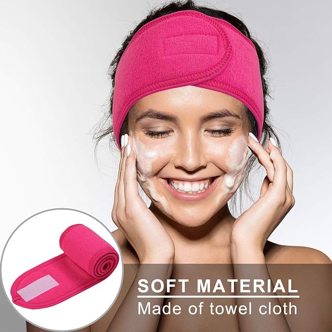 Whaline Spa Facial Headband Make Up Wrap Head Terry Cloth Headband Adjustable - Image 5