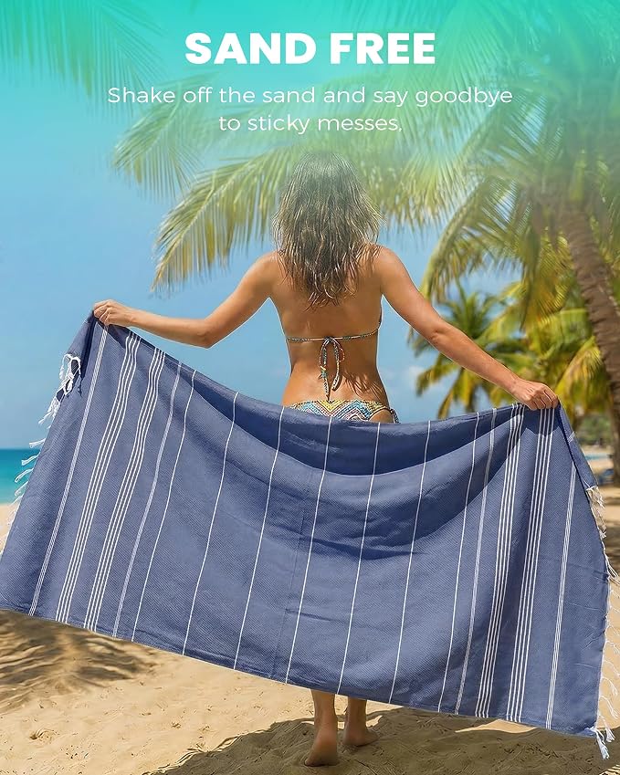 Antfuny 2 Packs Turkish Beach Towels Bathroom Pool Towel Adult Oversized Quick - Image 3