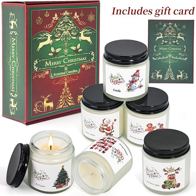 Christmas Scented Candles for Home, 6 Pack Soy Set, 21 oz Jar, Perfect Gifts - Image 7