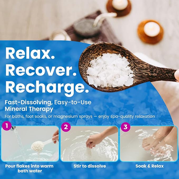 Dead Sea Magnesium Flakes Bath Salts | Premium Magnesium Supplement Bath Salts - Image 4