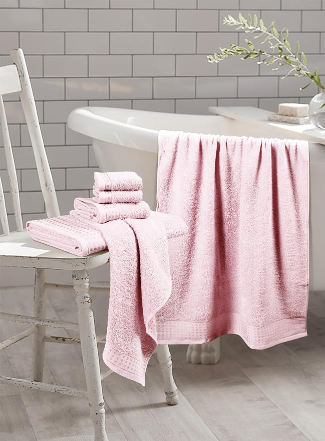GLAMBURG 100% Cotton Ultra Soft 6 Pack Towel Set, Contains 2 Bath Towels 28x55 - Image 3