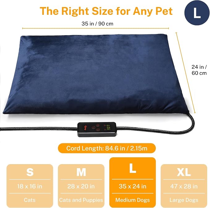 Toozey Large Pet Heating Pad, 6 Adjustable Temperature Dog Cat Heating Pad - Image 4