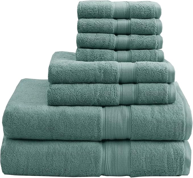 Madison Park 800GSM Bathroom Towel Set of 8 100% Cotton Bath Towel Set by MADISONPARK