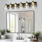 Bathroom Light Fixtures, 6-Light Black and Gold Bathroom Vanity Light, 38 Inch - Image 8
