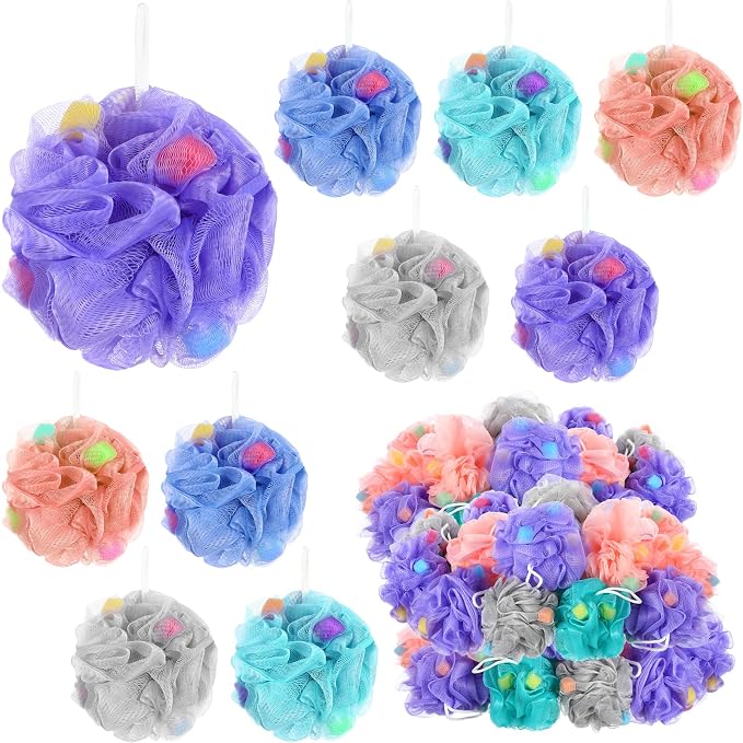 CHENGU 50 Pack Loofah Sponge Bath Sponge Shower Loofah Mesh Shower Ball Bath by CHENGU