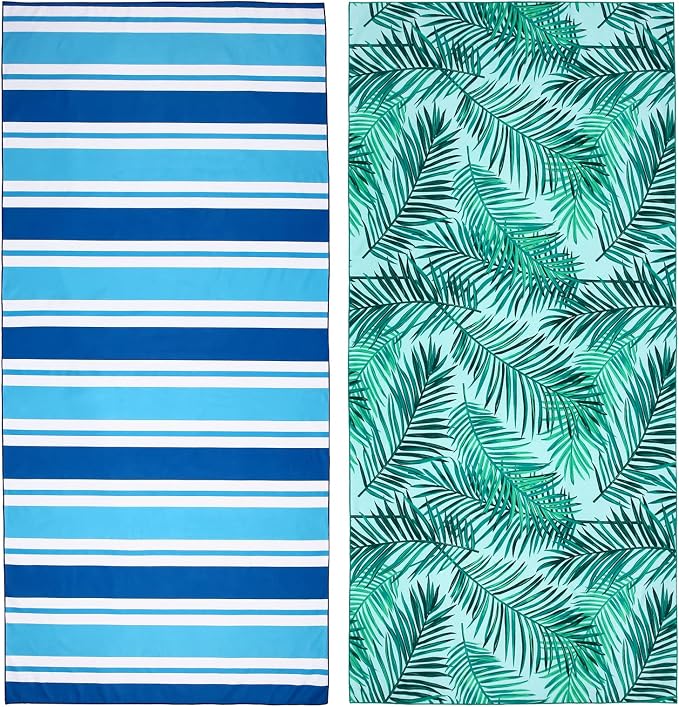 2 Pack Microfiber Beach Towel, Oversized Microfiber Pool Towel 75”x 35” by PYSUPERMODE