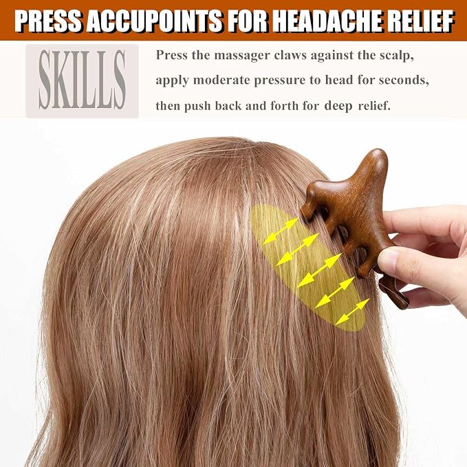 Wooden Scalp Massager for Scalp Gua sha, Massage Comb, Wooden Head Massager - Image 5