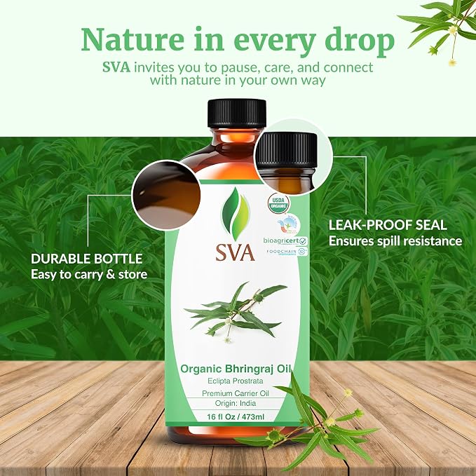 SVA Organic Bhringraj Oil 16oz Premium Carrier Oil - Image 7