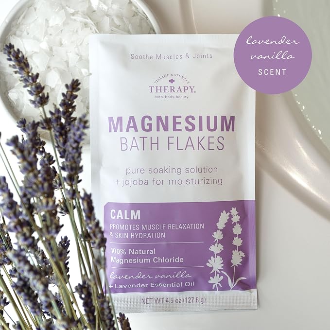 Village Naturals Therapy Calm Magnesium Bath Flakes, Lavender Vanilla Scent - Image 3