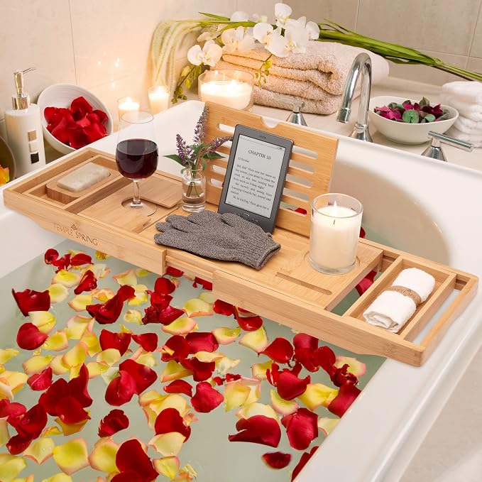 Temple Spring Bamboo Bathtub Tray Caddy - Image 7