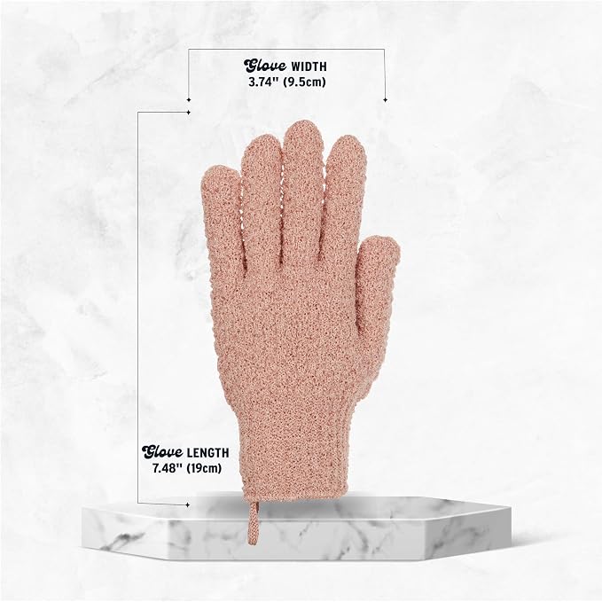 4 Pairs Exfoliating Gloves, 100% Nylon, Dual Texture Body Scrub - Image 2