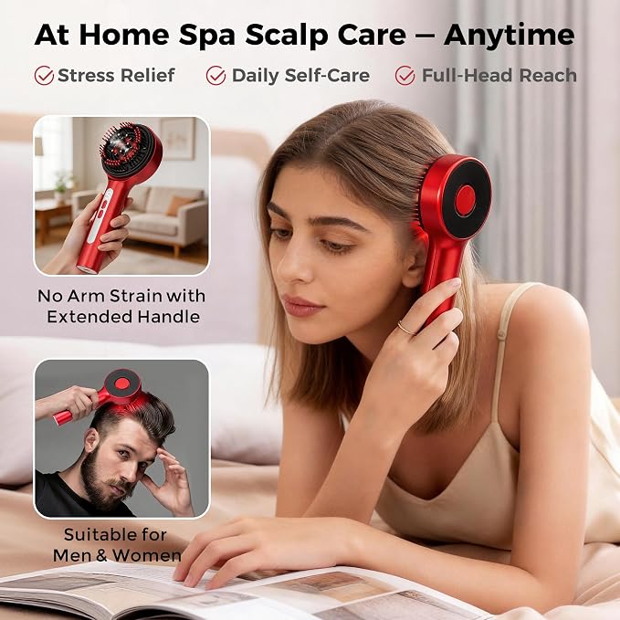 Electric Scalp Massager, 5 in 1 Refillable Oil Reservoir and Mist 3 Step At - Image 2