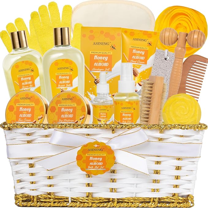 17-Piece Mothers Day Gifts for Women & Men, Almond Luxury Spa Gift Set Bath and by ASINING