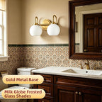 AKEZON Bathroom Light Fixtures 2-Light Brushed Gold Vanity Light, Modern - Image 2