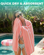 Antfuny 2 Packs Turkish Beach Towels Quick Dry Sand Free Oversized Bath Pool - Image 2