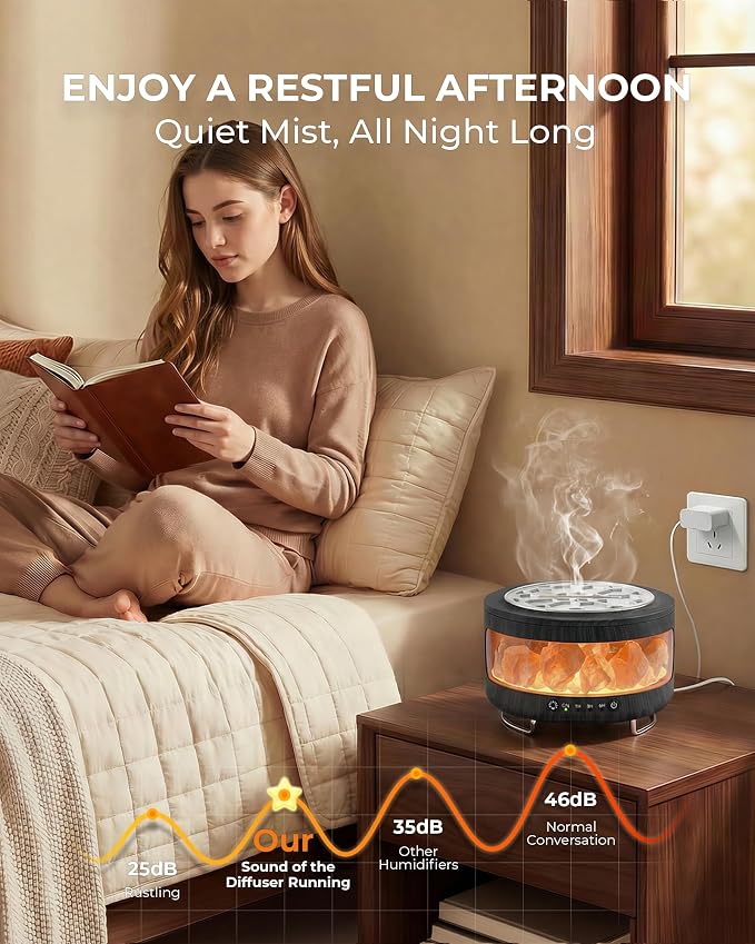 Essential Oil Diffuser with Himalayan Salt Lamp, 350ml Ultrasonic Aromatherapy - Image 5