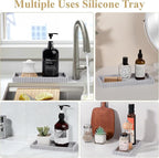 Silicone Bathroom Tray Small Vanity Organizer Rectangle Sink Caddy Sponge - Image 7
