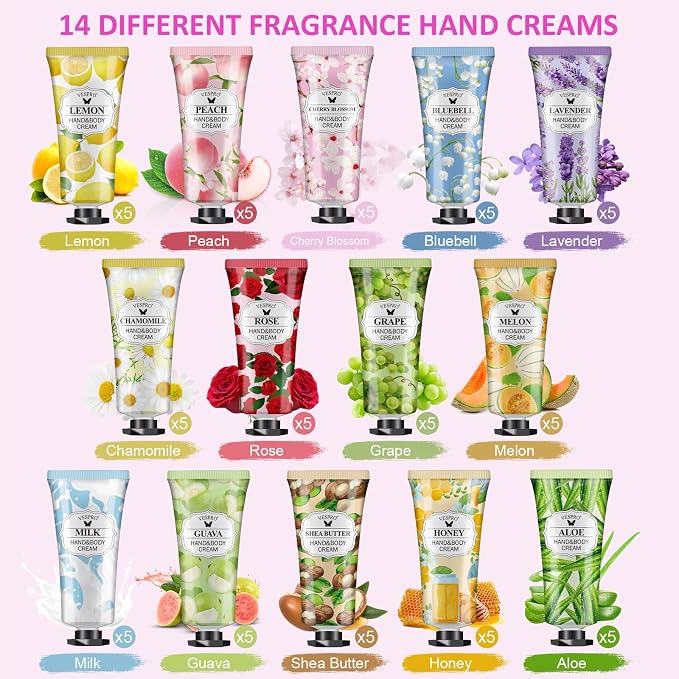 VESPRO 70 Pack Hand Cream Set, Mothers Day Gifts, Bulk Hand Lotion Travel Size - Image 3