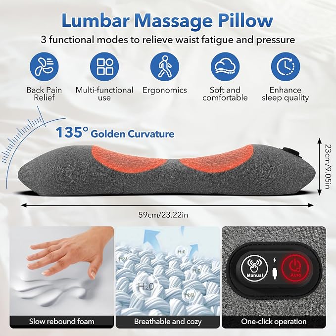 3-in-1 Rechargeable Heated Back Massager, Mothers Day Pillow Gifts - Image 7