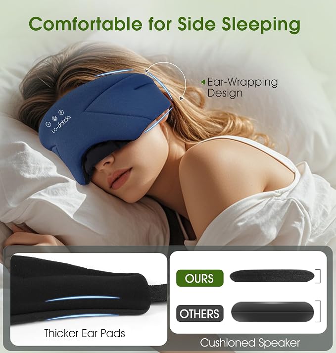 Sleep Mask with Headphones Bluetooth 5.4, LC-dolida Wireless Music Eye Mask - Image 3