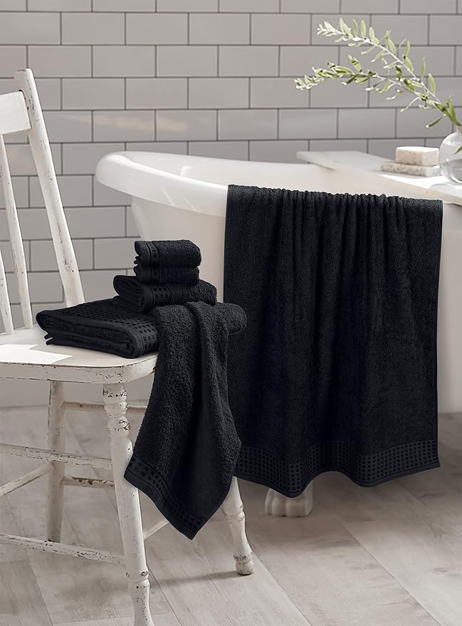 GLAMBURG 100% Cotton Ultra Soft 6 Pack Towel Set, Contains 2 Bath Towels 28x55 - Image 3