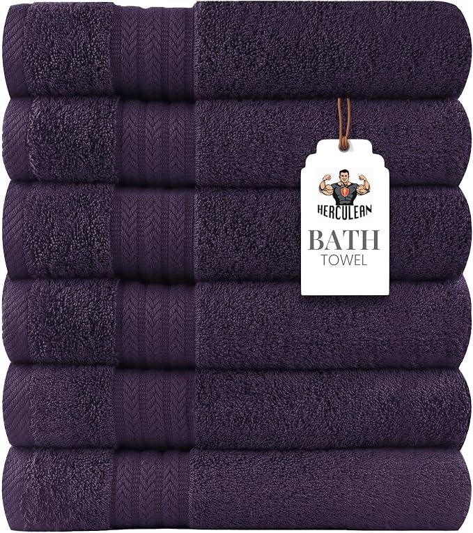 HERCULEAN Large Bath Towels 24 x 50 Pack of 6 | Quick Dry and Highly Absorbent by Unknown