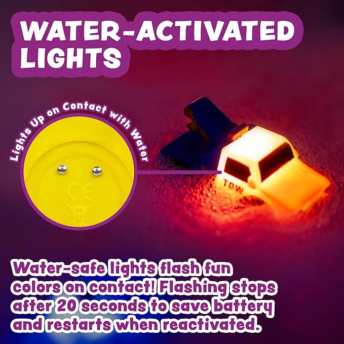 Tub Works® Emergency™ Cars Light Up Bath Toys, 6 Pack | Water-Activated Light - Image 3
