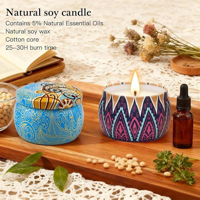 Candle Gift Set for Women, 4 Pack Long Lasting Lavender Scented Soy Candles - Image 3
