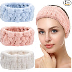 Chuangdi 3 Pieces Spa Headband for Women Facial Makeup Headband Soft Terry by Chuangdi
