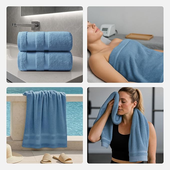 REDKISS 100% Cotton Bath Towels Set of 2, Extra Large Bath Sheets 35 X 70 Inches - Image 7