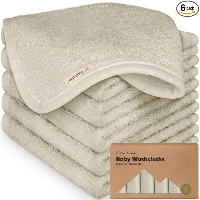 6-Pack Baby Washcloths – Soft Absorbent Viscose from Bamboo Washcloths by KeaBabies