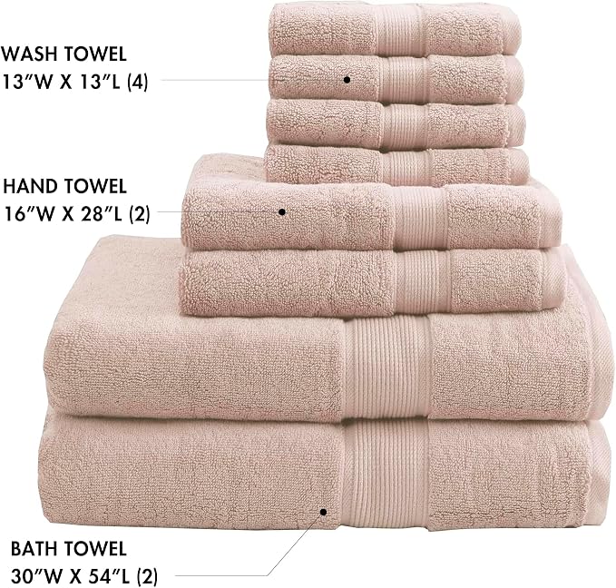 Madison Park 800GSM Bathroom Towel Set of 8 100% Cotton Bath Towel Set - Image 4