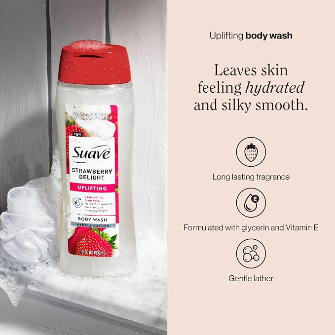 Suave Strawberry Delight Uplifting Body Wash, Formulated - Image 2