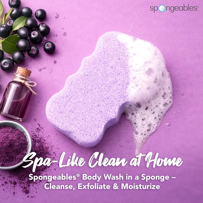 Spongeables Body Wash in a 20+ Wash Sponge, Acai Berry - Image 2