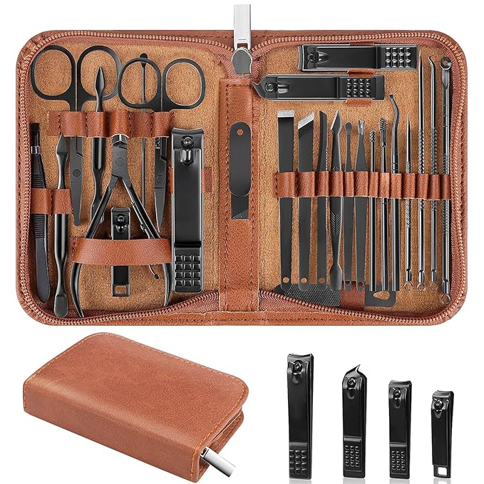 Nail Clippers Set, 26 Piece Manicure Set & Pedicure Kit, Stainless Steel by LUCK+AROUND