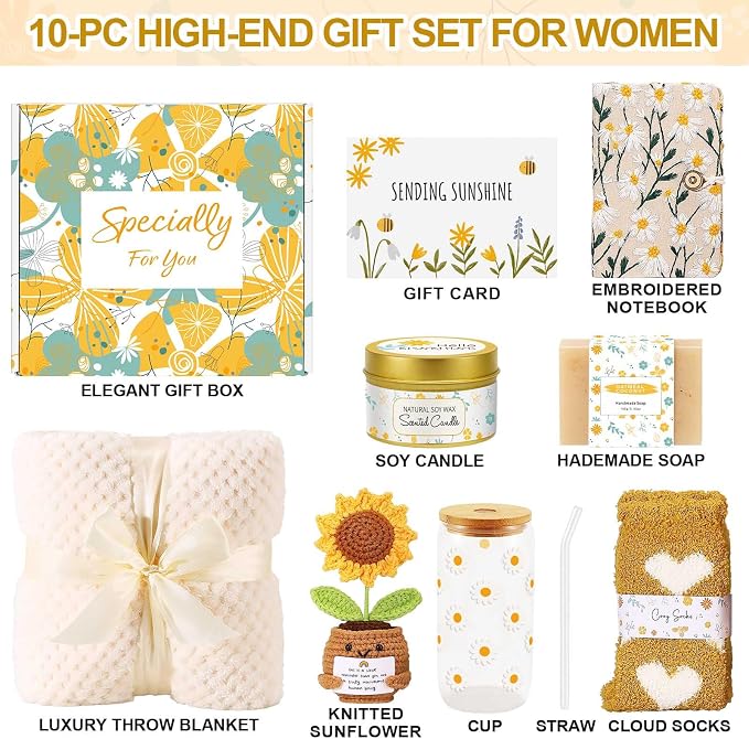 Self Care Gifts for Women Gift Baskets，Sending Sunshine Thinking of You Care - Image 3
